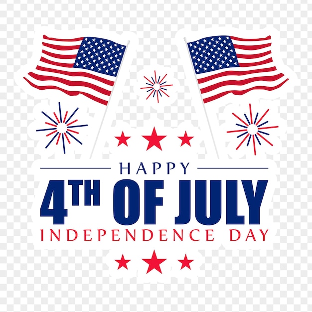 Vector vector illustration of united states independence day sticker on transparent background