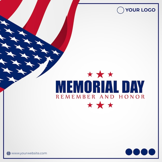 Vector illustration of US Memorial Day social media story feed mockup template