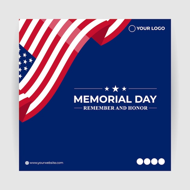 Vector illustration of US Memorial Day social media story feed mockup template