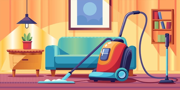 a vector illustration of a vacuum cleaner with a picture of a vacuum cleaner on the floor