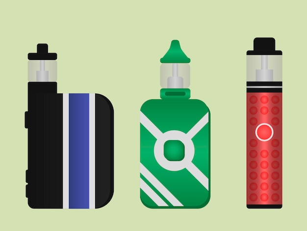 Vector illustration Vape set Electronic Cigarette Colorful vapes