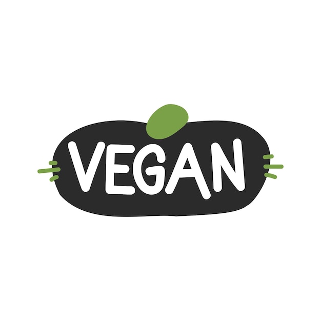 Vector vector illustration of a vegan label with bold typography and a green leaf symbol ideal for vegan products plantbased branding and ecofriendly designs