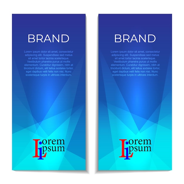 Vector illustration of vertical banners with searchlight beams in blue tones