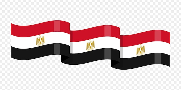 Vector vector illustration of wavy egypt flag on transparent background