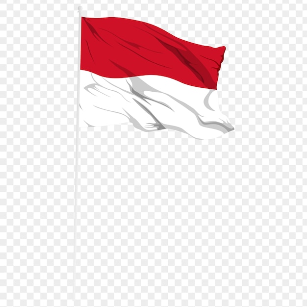 Vector vector illustration of wavy indonesia flag on transparent background