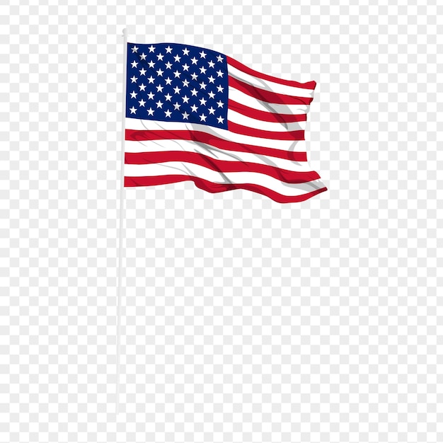 Vector vector illustration of wavy united states flag on transparent background