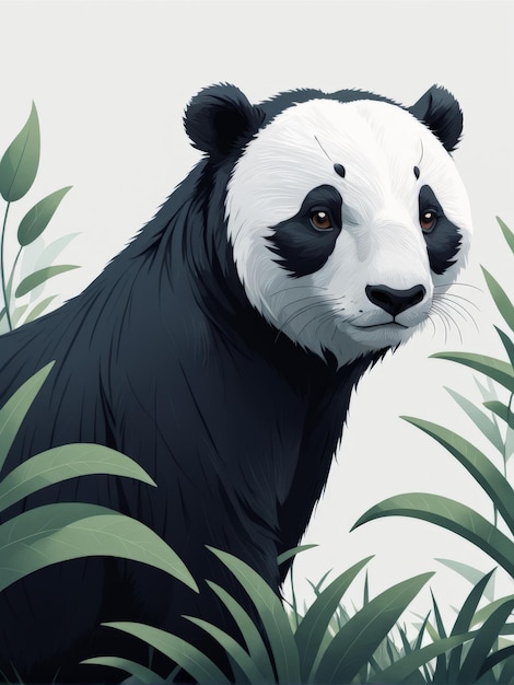 vector illustration of white bamboo panda in the forest vector forest