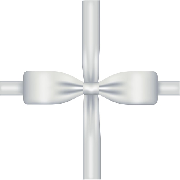 Vector illustration of a white bow with a ribbon realism