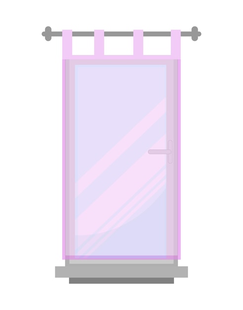 Vector illustration of window with curtain