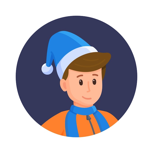 Vector illustration of the winter boy concept Hello winter Avataka for social networks