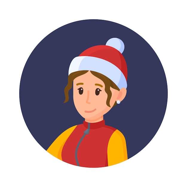 Vector illustration of a winter girl Concept of brunette girl in winter