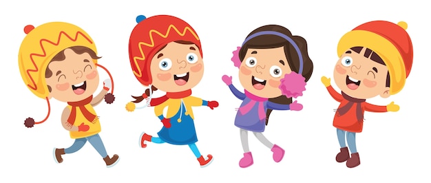 Vector Illustration Of Winter Kids