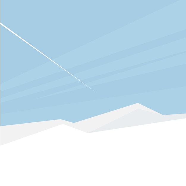 Vector illustration Winter landscape with mountains, sun, sky, plane and snow. Geometric illustrati