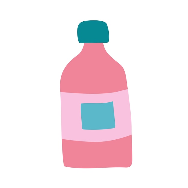 Vector illustration with a container of shampoo gel or aromatic oil Icon in doodle hand drawn style