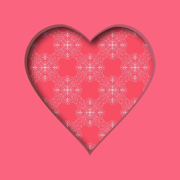 Vector illustration with a cut out heart and with an abstract pattern in the background