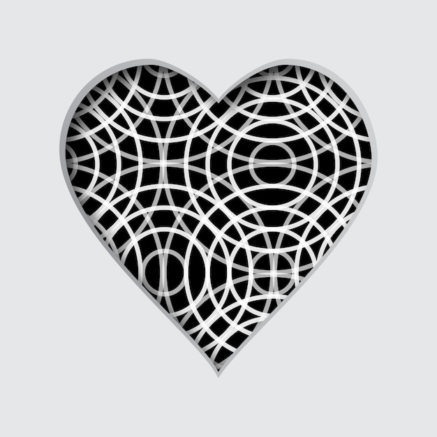 Vector illustration with a cut out heart and with an abstract pattern in the background