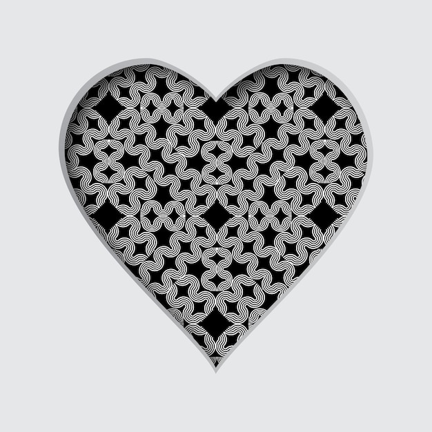 Vector illustration with a cut out heart and with an abstract pattern in the background