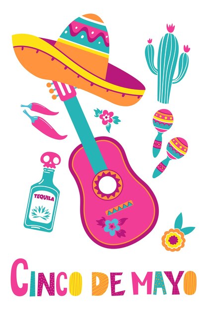 Vector vector illustration with design for the mexican holiday may 5 cinco de mayo