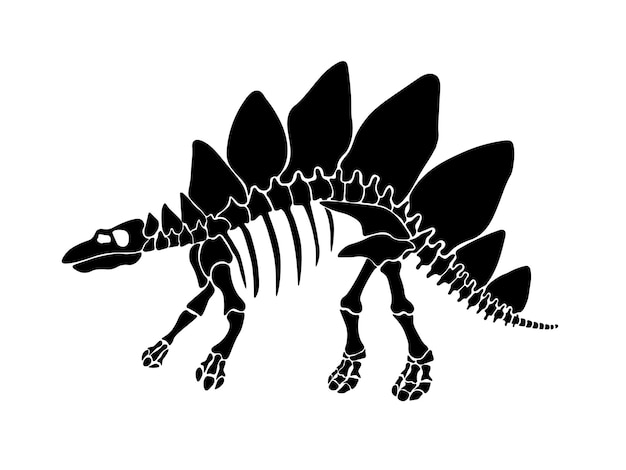 Vector illustration with dinosaur skeleton isolated on a white background