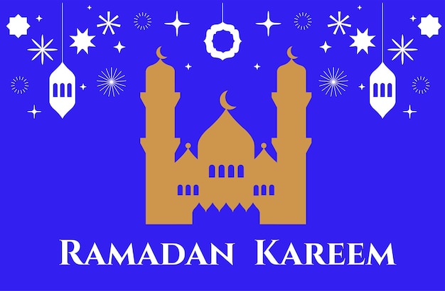 Vector illustration with geometric icons for Ramadan Kareem holidays Banner with Islamic symbols