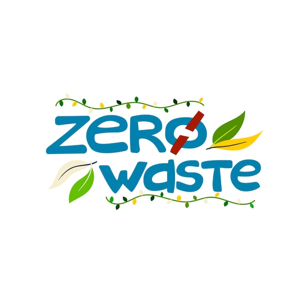 Vector illustration with the inscription zero waste isolated element