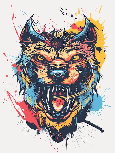 Vector illustration of a wolf head in grunge style Vector illustration