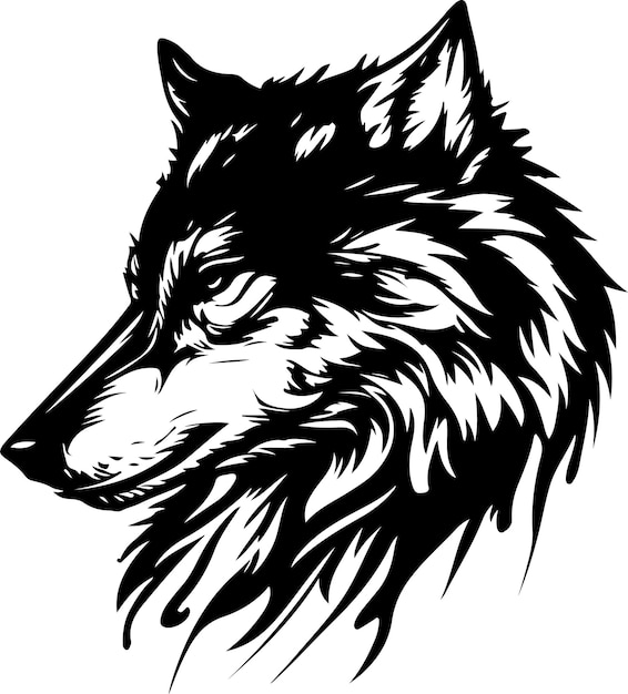 Vector illustration of wolf head with ornament. Vector illustration