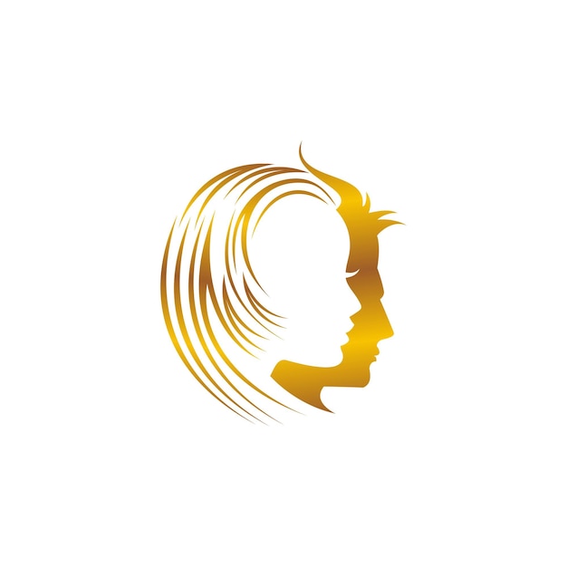 Vector illustration of woman hair style icon, logo woman on white background