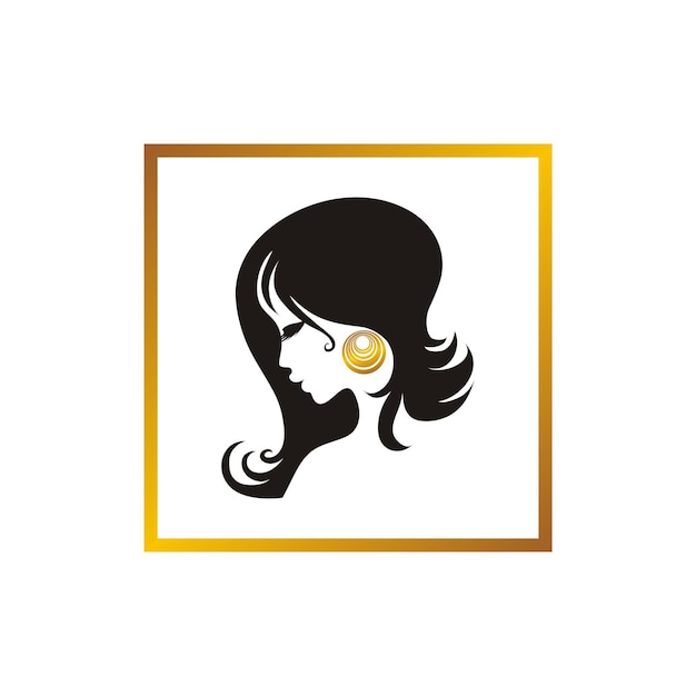 Vector illustration of woman hair style icon, logo woman on white background