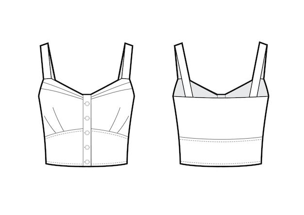 Vector illustration of women's bralette Front and back