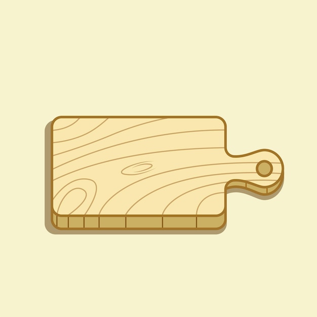 Vector illustration of wooden cutting board isolated on a light background