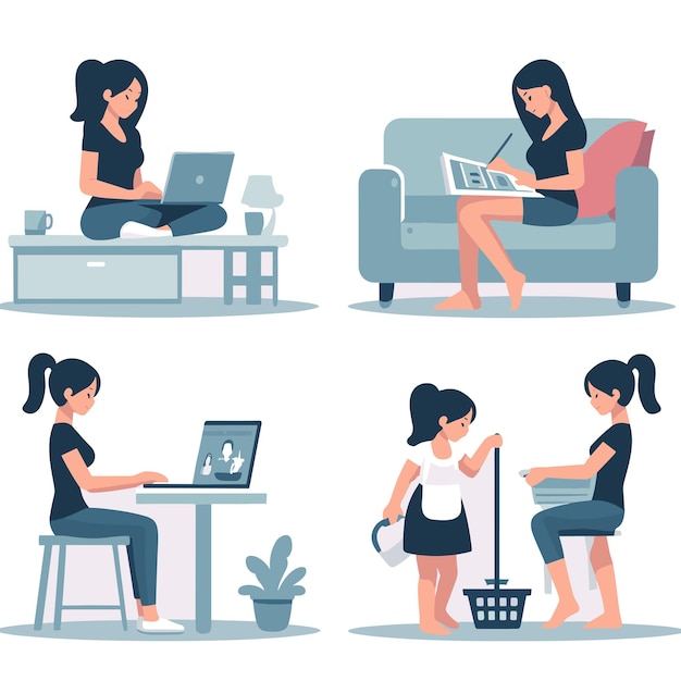 vector illustration of work from home