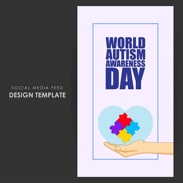 Vector illustration of World Autism Awareness Day social media story feed mockup template