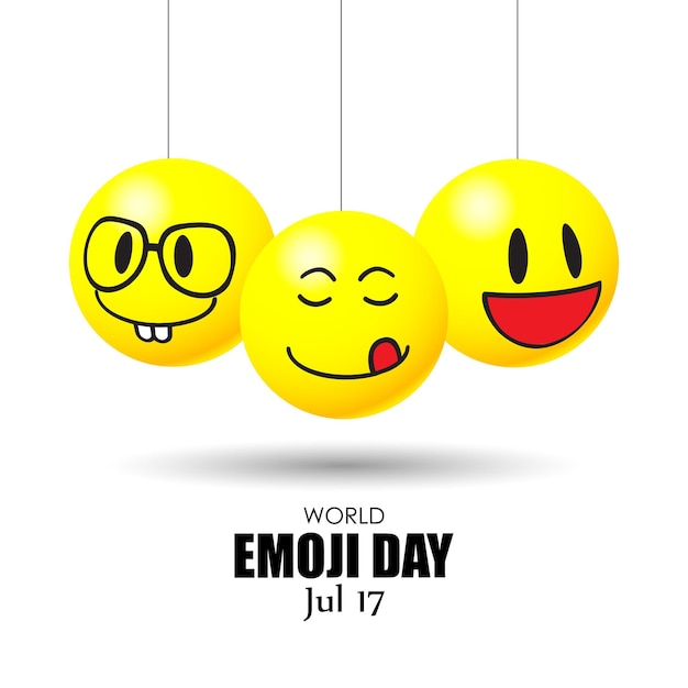 Vector illustration of World Emoji Day 17 July social media story feed template