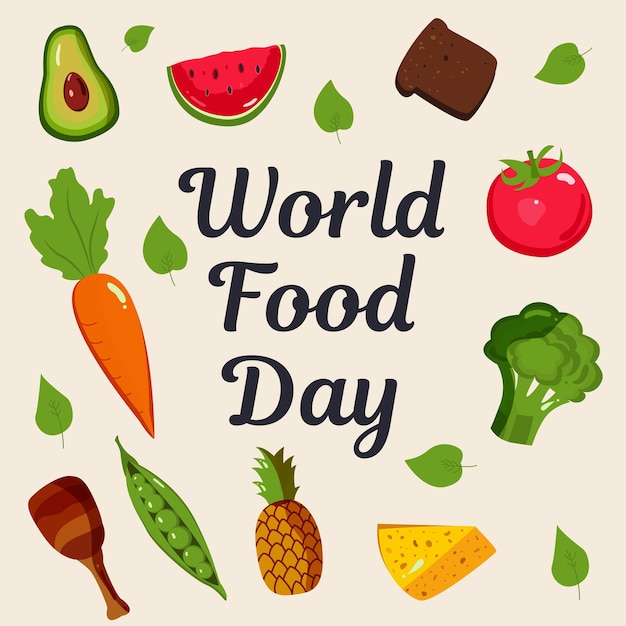 Vector illustration of world food day colorful white background