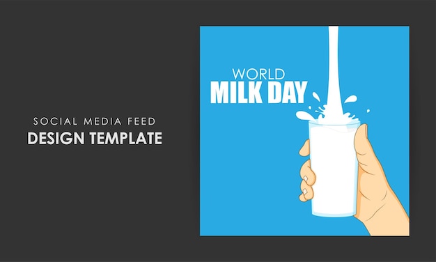 Vector illustration of World Milk Day 1 June social media story feed mockup template