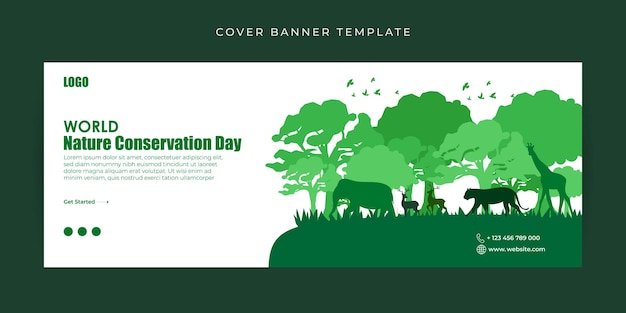 Vector vector illustration of world nature conservation day facebook cover banner mockup template