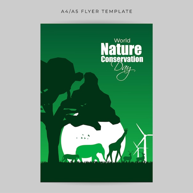 Vector vector illustration of world nature conservation day social media story feed a4 mockup template