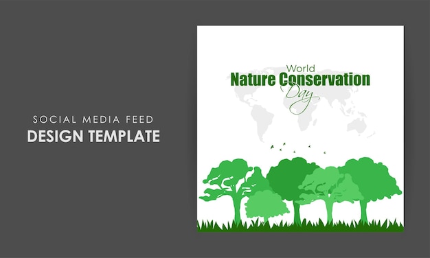 Vector vector illustration of world nature conservation day social media story feed mockup template