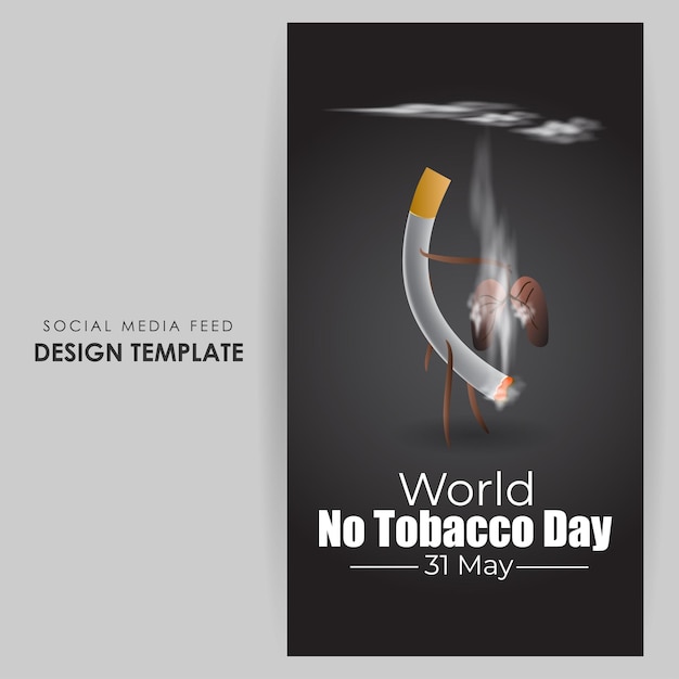 Vector vector illustration of world no tobacco day social media story feed mockup template