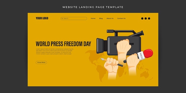 Vector vector illustration of world press freedom day website landing page banner mockup template