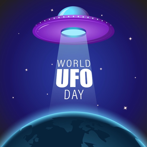 Vector illustration of World UFO Day social media feed template