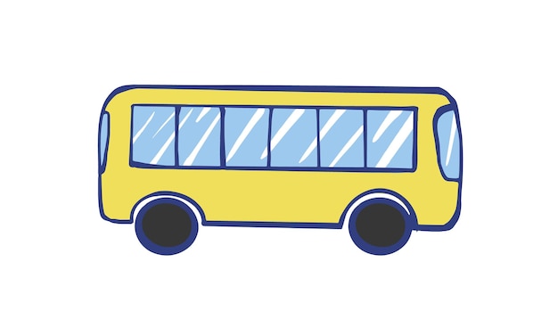 Vector illustration of a yellow bus Public transport line art concept