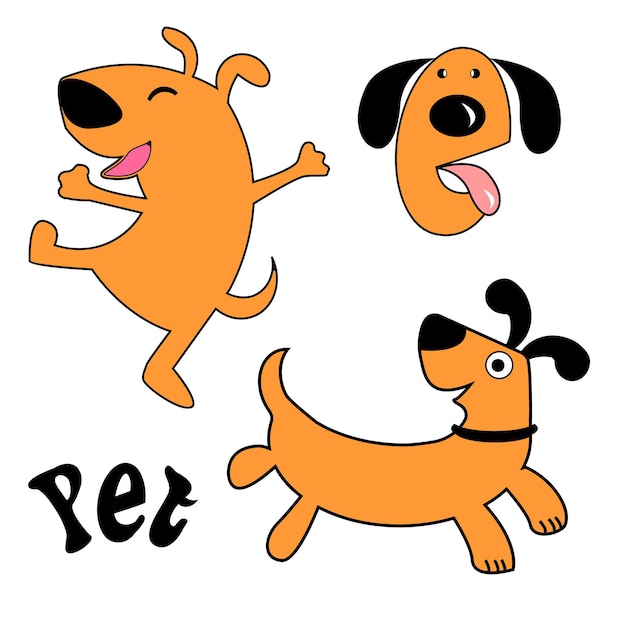 Vector illustrations of cartoon dogs