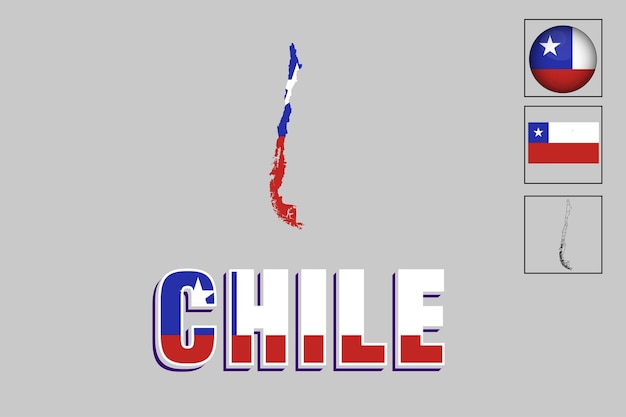 Vector vector illustrations of the chile flag and map