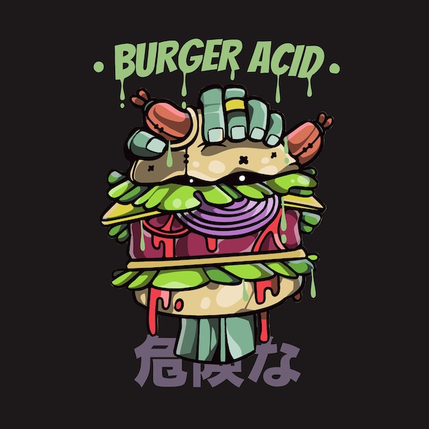 Vector illustrations of scary burger