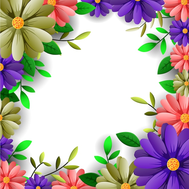 Vector illustrator spring background with beautiful flowers