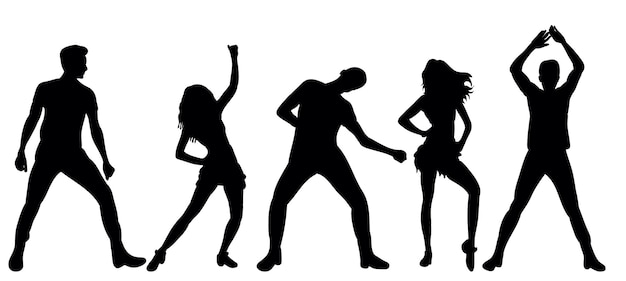 Vector, ilustration, silhouette guy and girl dancing