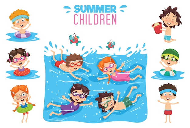 Vector Ilustration Of Summer Children