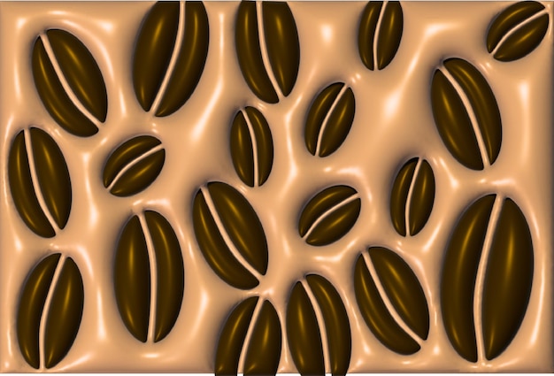 Vector image of 3D pattern coffee beans in metallic effect for International Coffee Day